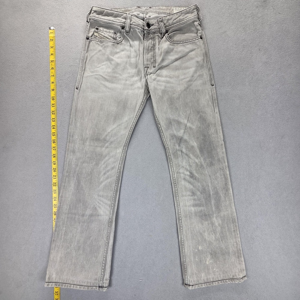 Diesel Zatiny Jeans Mens 27x32 Gray Bootcut Button Fly Altered Hem Italy 008WM